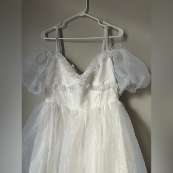 NWT sugar thrillz organza lace up mini puffy Dress size large - Picture 2 of 5